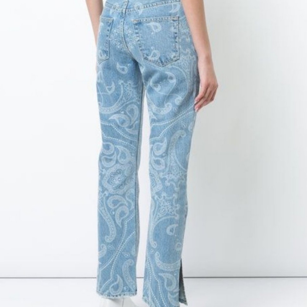 Jonathan Simkhai Paisley-Printed High-Rise Straight-Leg Denim Pants